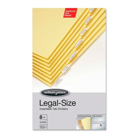 Wilson Jones Wilson Jones Gold Line Insertable Indexes, 8.5"x14", 8 Tabs, Buff/Clear 54153